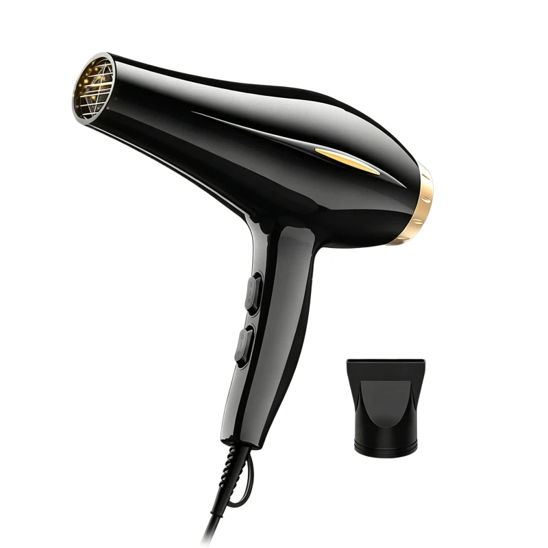 Sèche-cheveux professionnel de qualité salon avec moteur AC, lumière bleue, ions négatifs, 3 réglages de vent et 3 réglages de chaleur